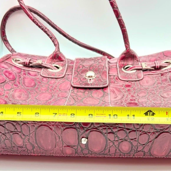 Large Charlie Lapson Leather Shoulder Bag Purse Burgundy size 16”x11” Laptop - Picture 16 of 16